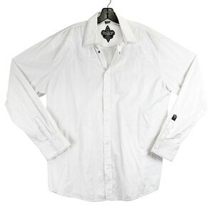 Roar Lavish II Button Down Shirt Mens 2XL White Embroidered Western Y2K